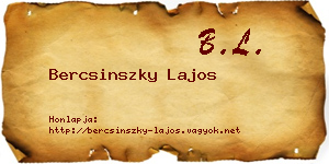 Bercsinszky Lajos névjegykártya